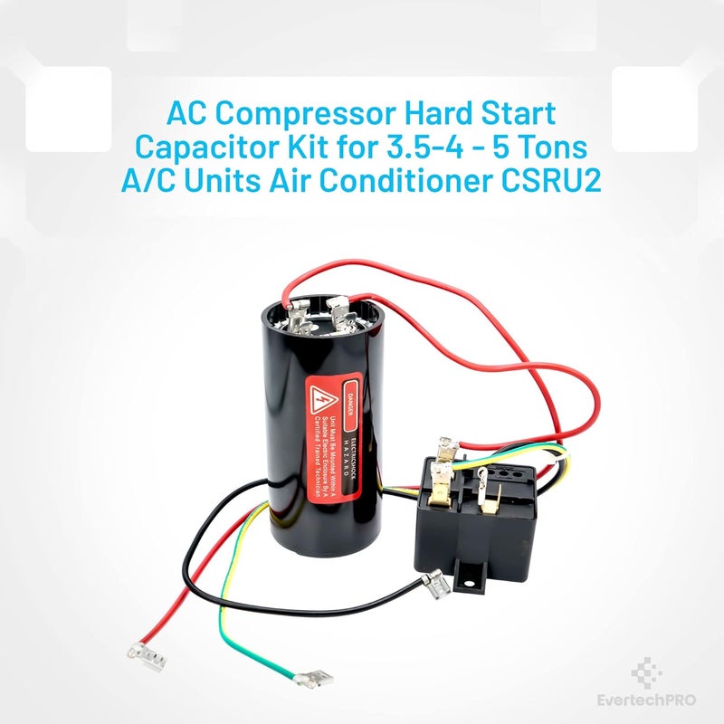 EVERTECHPRO 5-2-1 208/240VAC 189-227uF Compressor Saver Hard Start Capacitor Relay kit for 3.5 to 4.5 Ton Units Replacement for AC Air Conditioner - Image 3